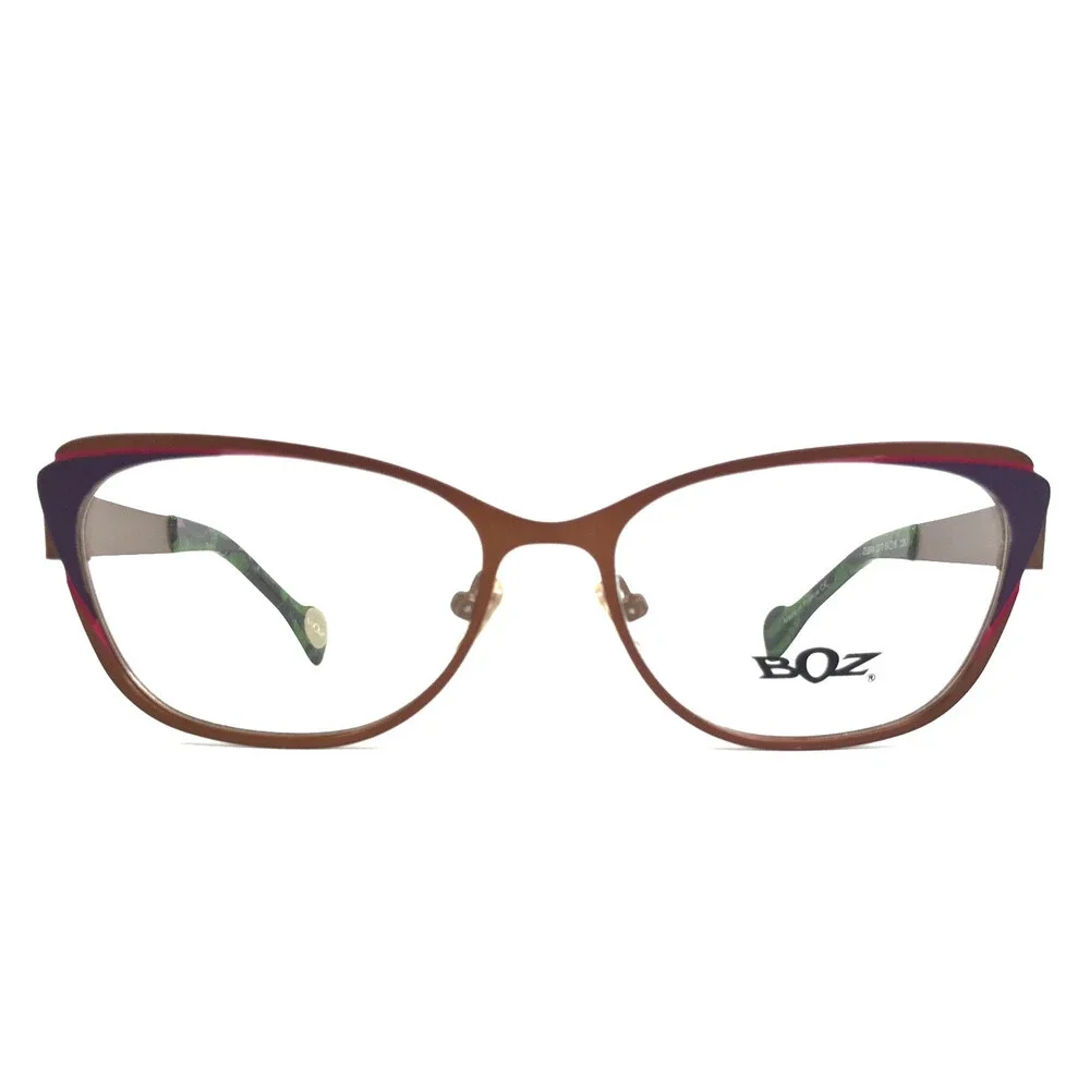BOZ Eyeglasses Frames ZEBRA 9270 Matte Brown Fuchsia Purple Cat Eye 54-16-135